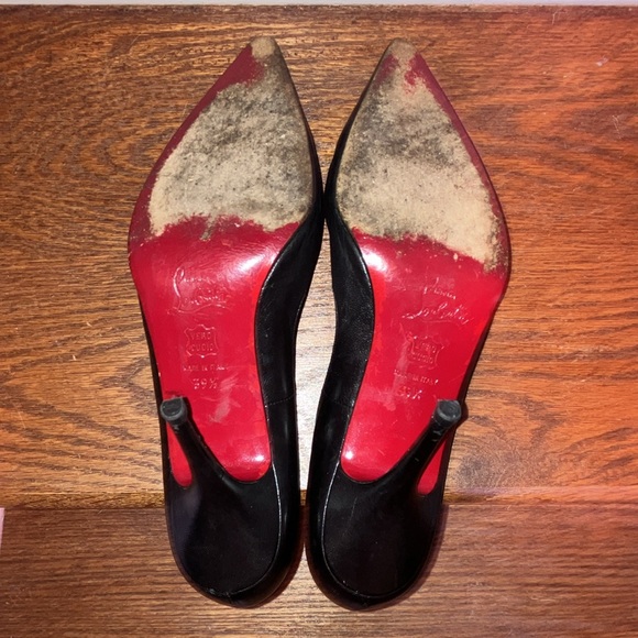 Christian Louboutin size 39 1/2 (8 1/2 US) black leather 4” heels. - Picture 7 of 10